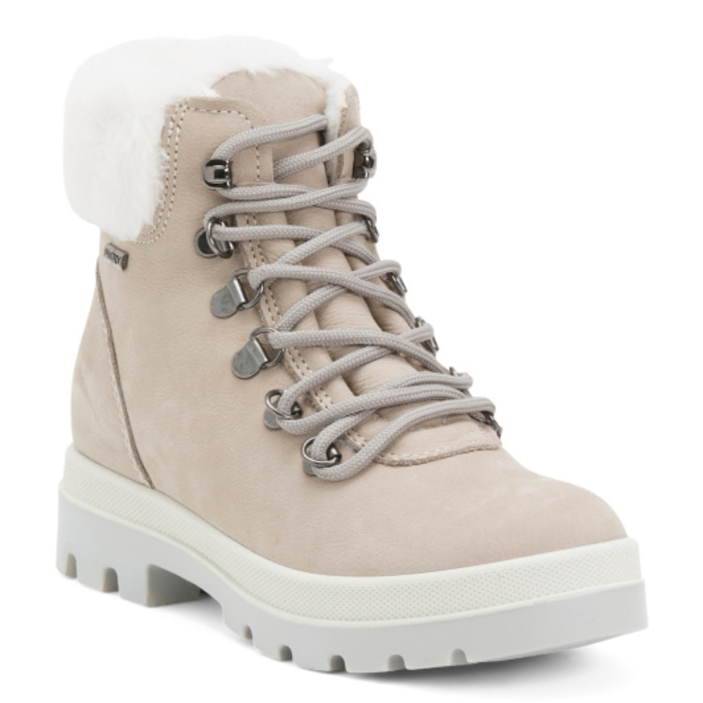 Imac Suede Laced Up Booties With Faux Fur